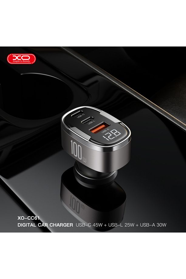 100W Araç Hızlı Şarj Adaptörü CC61,Dijital Ekran|Hızlı Şarj,1x USB-C,1x USB-A,1x Lightning - 4