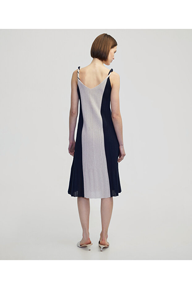 Colorblock triko elbise - 6