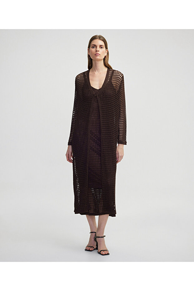 Ajurlu triko ceket - 1