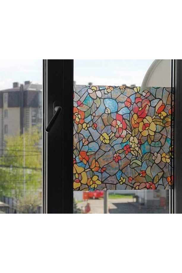176-0431 Çiçek Görünümlü Kendinden Yapışkanlı Cam Vitray Folyo (45 CM X 1 MT) - 4