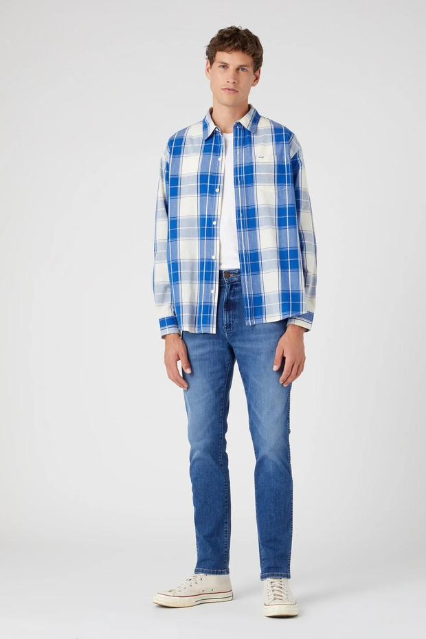 Regular Fit Uzun Kollu Mavi Erkek %100 Pamuk Gömlek W5d64mxv2 - 3