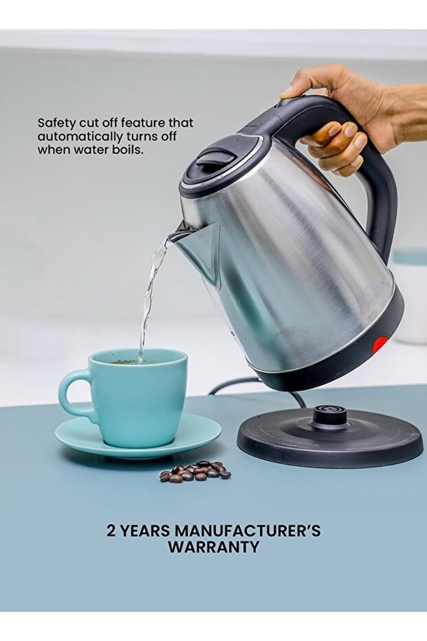 Electric Kettle with Large Capacity, 360-Degree Rotating Base, Safe to Use, 1.8L 1500W Silver/Black - 7