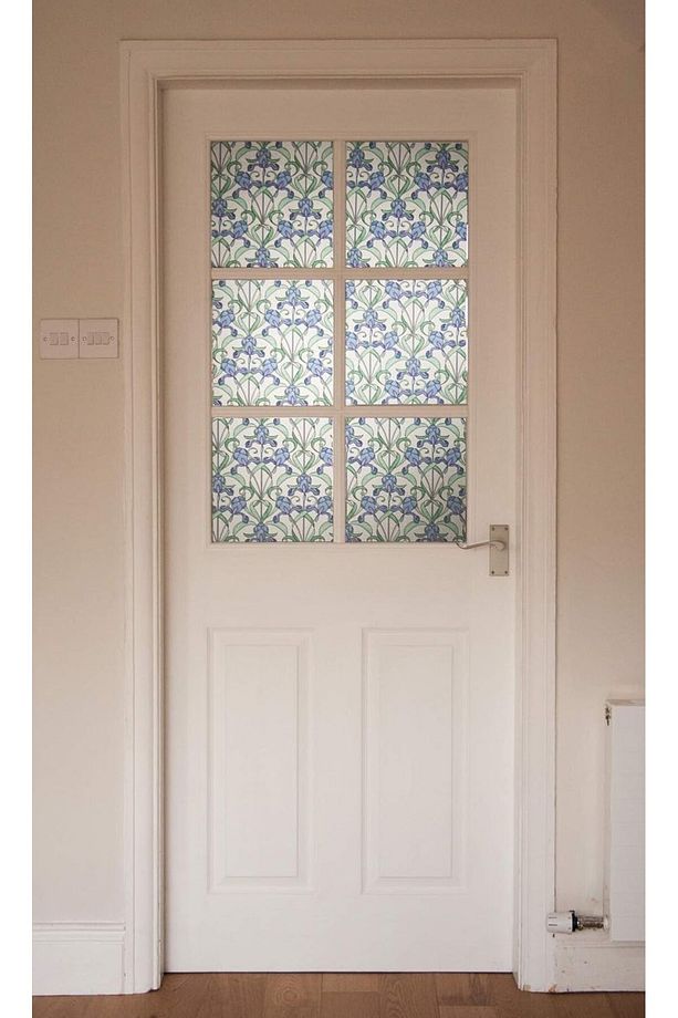 176-0616 Mavi Yeşil Motif Yapışkanlı Cam Vitray Folyo (45 CM X 1 MT) - 4