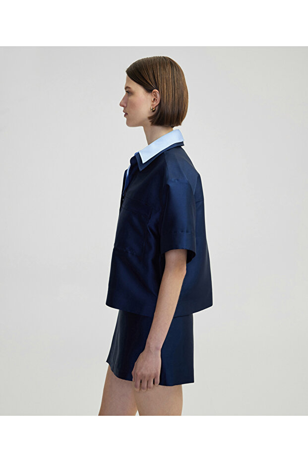 Çift parça görünüm gömlek ceket - 5