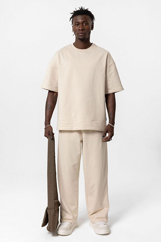 Basıc Oversize Eşofman Takım Taş - 1