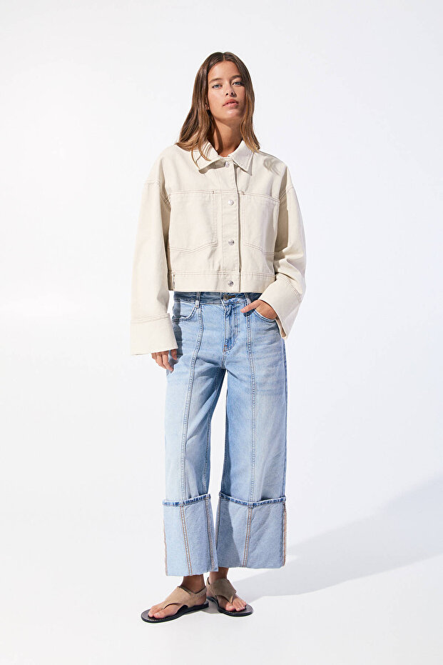 Pamuklu crop ceket - 3