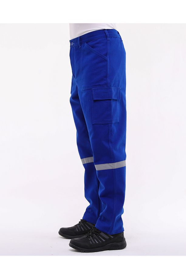 7/7 Gabardin Kışlık Saks Mavi Işçi Pantolonu Kalın Reflektörlü Iş Pantolonu - 5