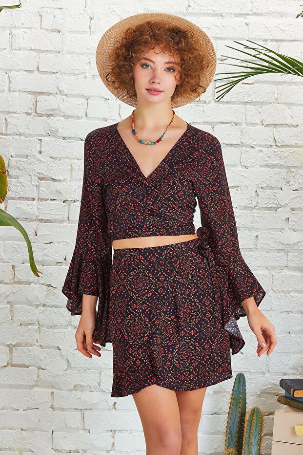 İspanyol Kol Crop Bluz - 3