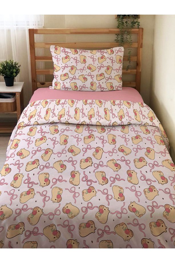 Capybara Desenli Tek Kişilik Flanel Nevresim Takımı 160x220 cm - 1