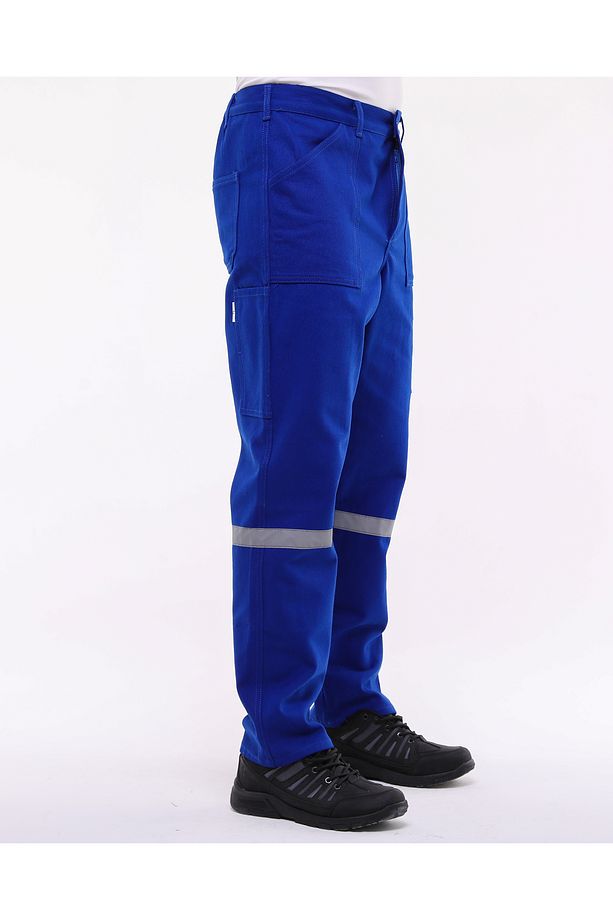 7/7 Gabardin Kışlık Saks Mavi Işçi Pantolonu Kalın Reflektörlü Iş Pantolonu - 7