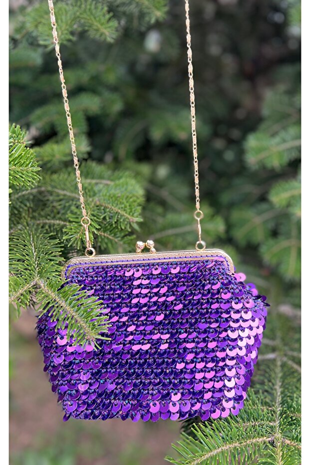 Mor Pullu Abiye Çanta - 2