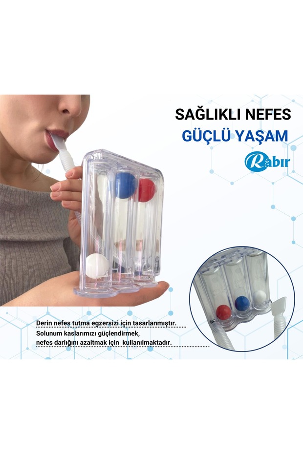 Triflo Solunum Egzersiz Cihazı 3 Top Üfleme Topu Nefes Egzersizi - 4