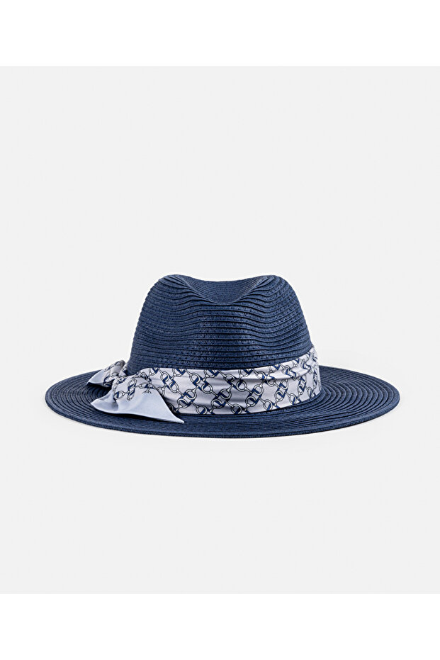 Hat with Patterned Fabric Stripe - 1
