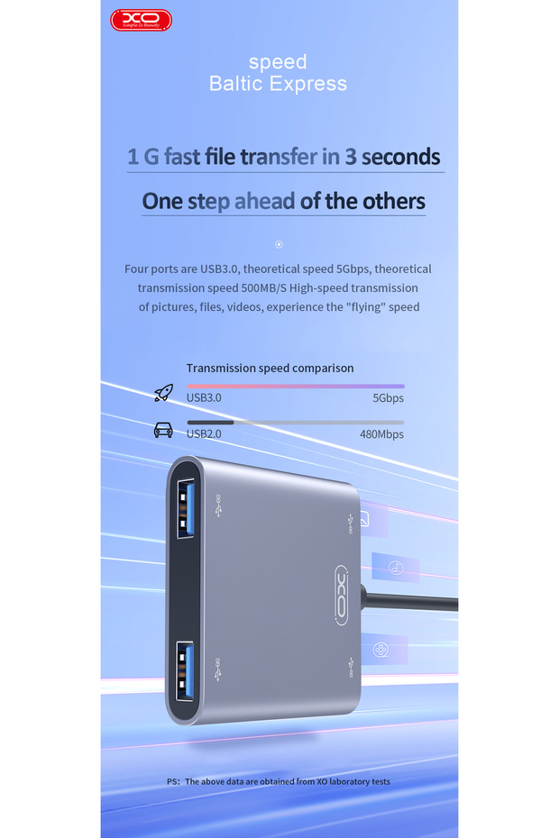 USB 3.0 Dock İstasyonu 4 Port Hub HUB012B, 5Gbps Veri Aktarım Hızı, Tak ve Çalıştır, 15cm Kablo - 4