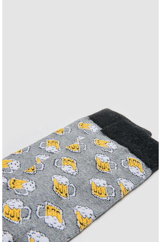 Beer Mug Patterned Socks Long Socks Clb - 3
