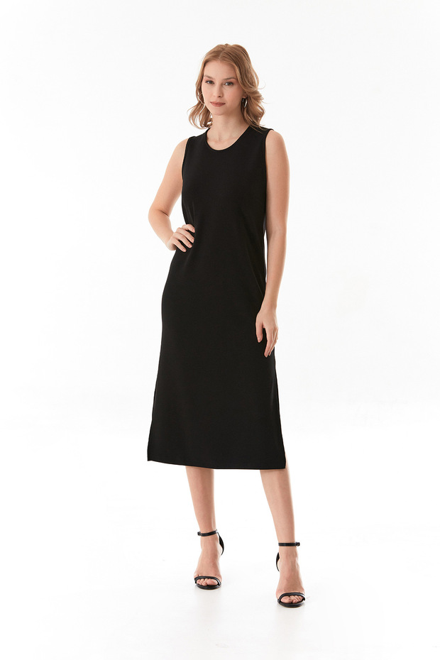 Basic Yırtmaçlı Modal Elbise - 1