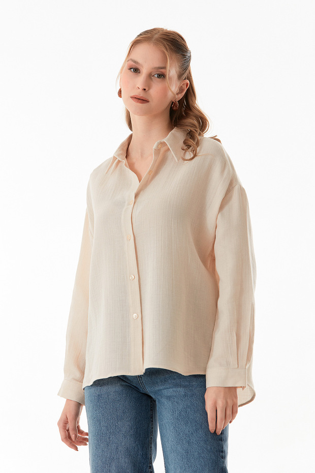 Basic Düğmeli Salaş Gömlek - 6