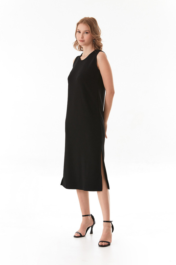 Basic Yırtmaçlı Modal Elbise - 2