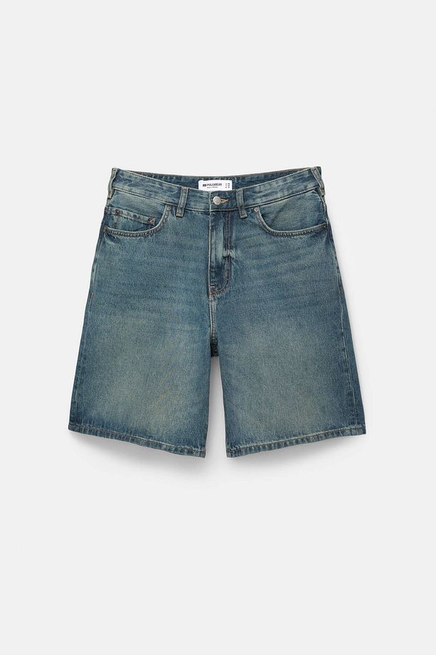 Standard fit denim bermuda şort - 6