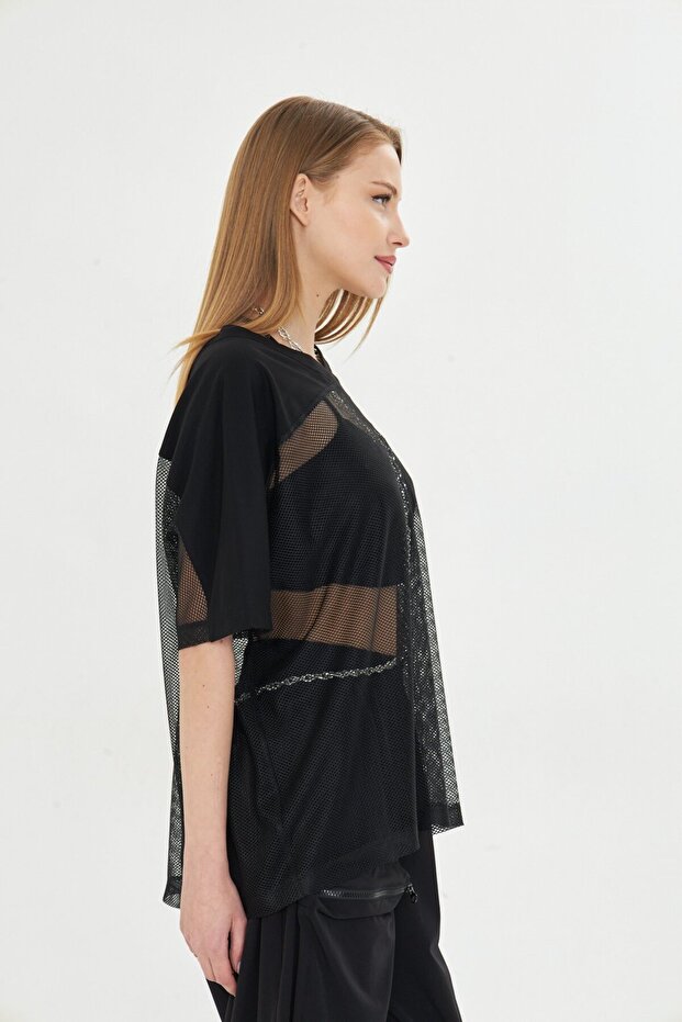 SİYAH FİLE BLUZ - 4