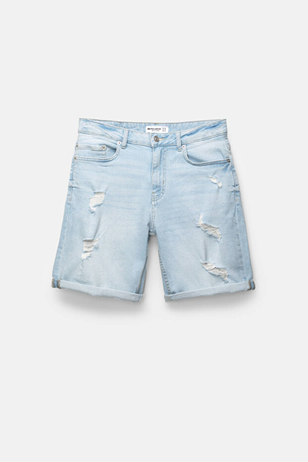 Distressed denim bermuda - 6