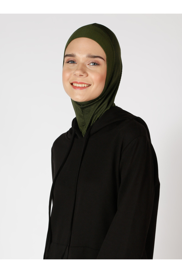 Stripe Patterned Sports Hijab - Khaki - (St307), (Id 7830726)