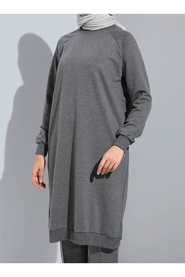 Double Comfortable Pattern Tracksuit Set - Anthracite - Benin - 4