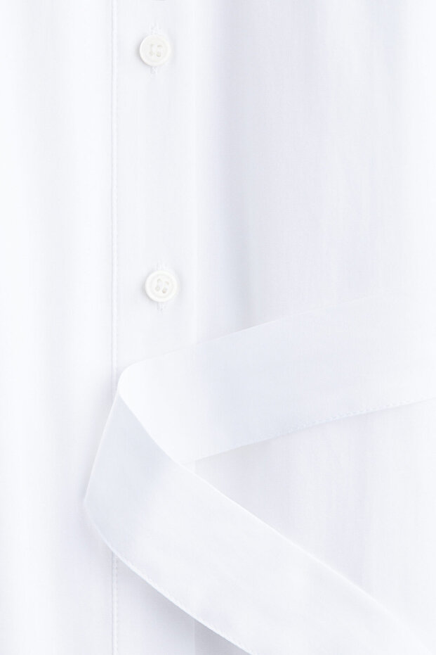 Kuşaklı Gömlek Elbise - 5