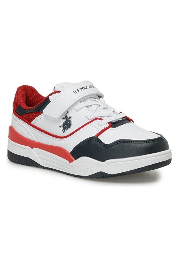 Comfortable Sole Lace-Up Casual Sneaker Kids White Red