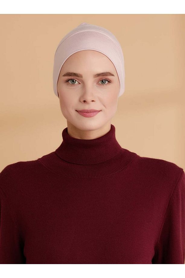 XL Düz Geçme Bone - Pudra - Tuva - 2