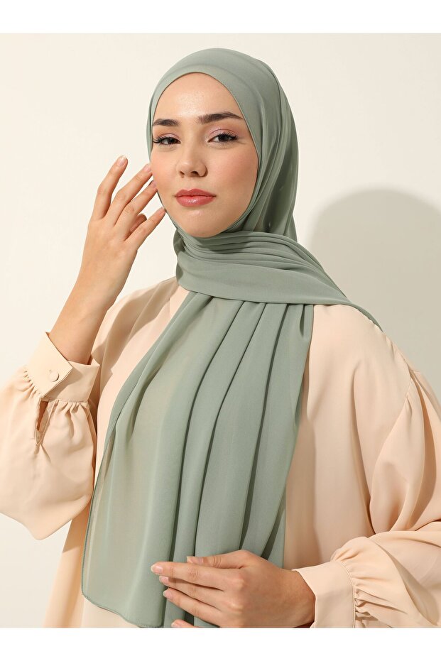 شال شيفون - أخضر مخملي - شال توفا