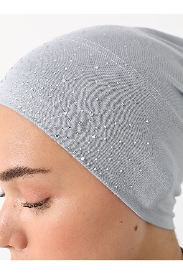 بونيه أنبوبي عملي مرصع بالأحجار - رمادي فاتح - - 2