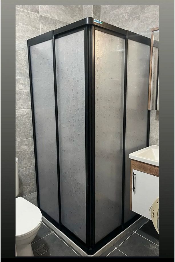 Dayanıklı Mika Camlı Duşkabin Siyah 90x90 Yükseklik 180 Teknesiz Dir. - 7