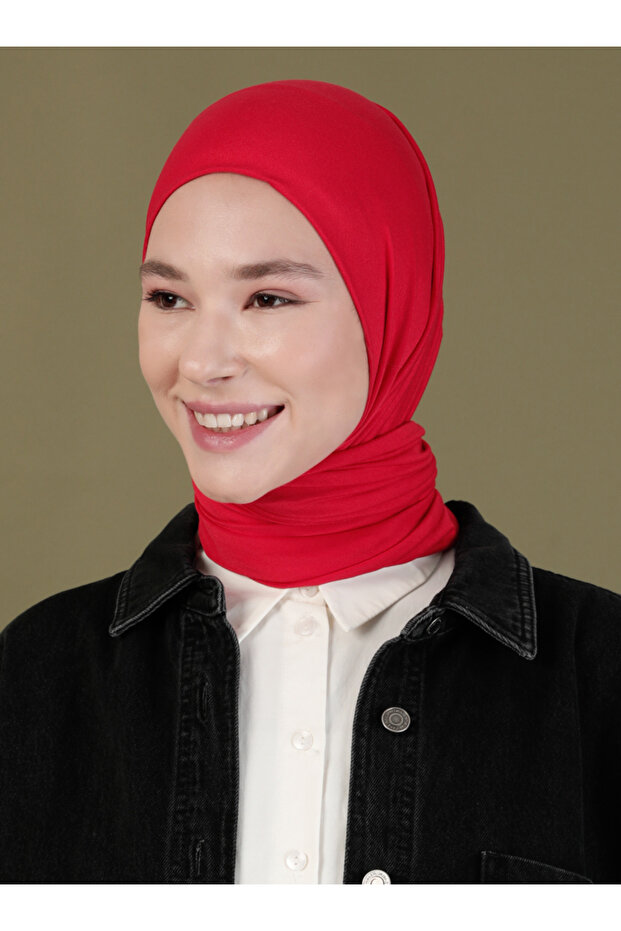 وشاح قطن ممشط - أحمر - - 3