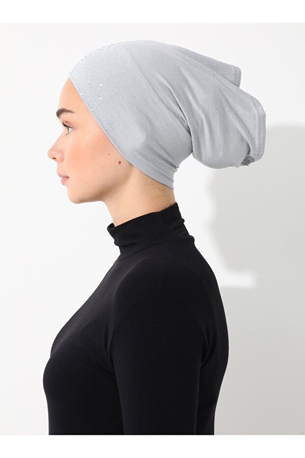 بونيه أنبوبي عملي مرصع بالأحجار - رمادي فاتح - - 4