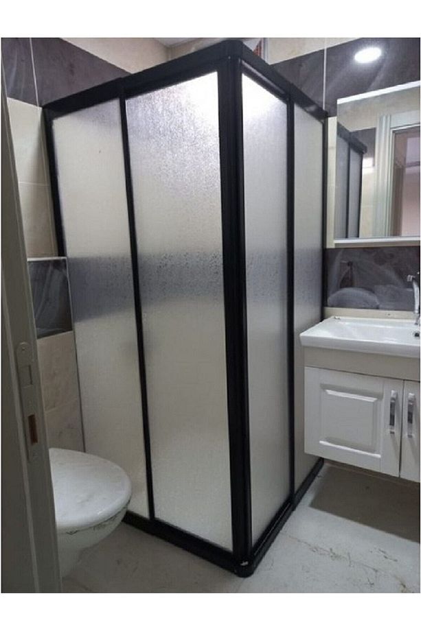 Dayanıklı Mika Camlı Duşkabin Siyah 90x90 Yükseklik 180 Teknesiz Dir. - 1