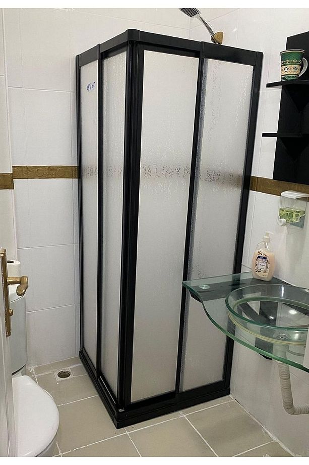 Dayanıklı Mika Camlı Duşkabin Siyah 90x90 Yükseklik 180 Teknesiz Dir. - 6