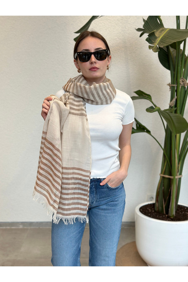 Vintage Cozy Linen Design Premium Linen Shawl 190 X 90 cm
