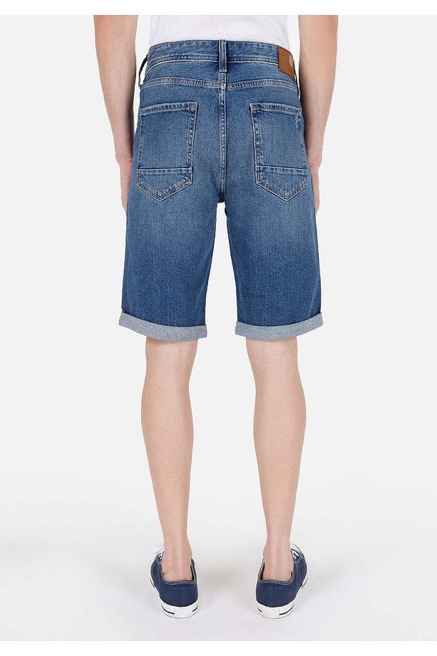 Regular Fit Orta Bel Erkek İndigo Jean Şort - 2