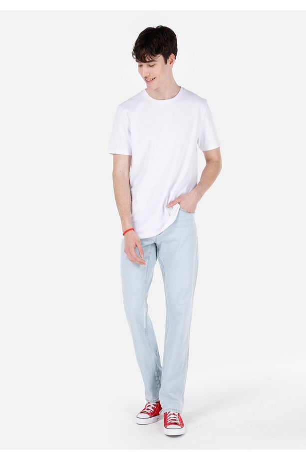 045 Davıd Regular Fit Orta Bel Düz Paça Erkek Mavi Jean Pantolon - 3