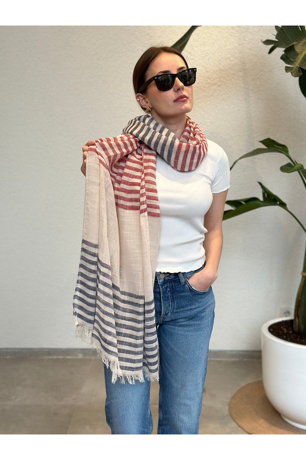 Vintage Cozy Linen Design Premium Linen Shawl 190 X 90 cm