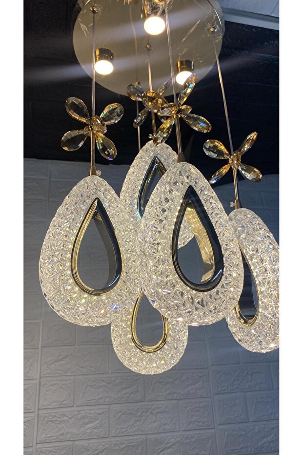 5'Lİ KRİSTAL  DAMLA MODEL LED AVİZE - 3