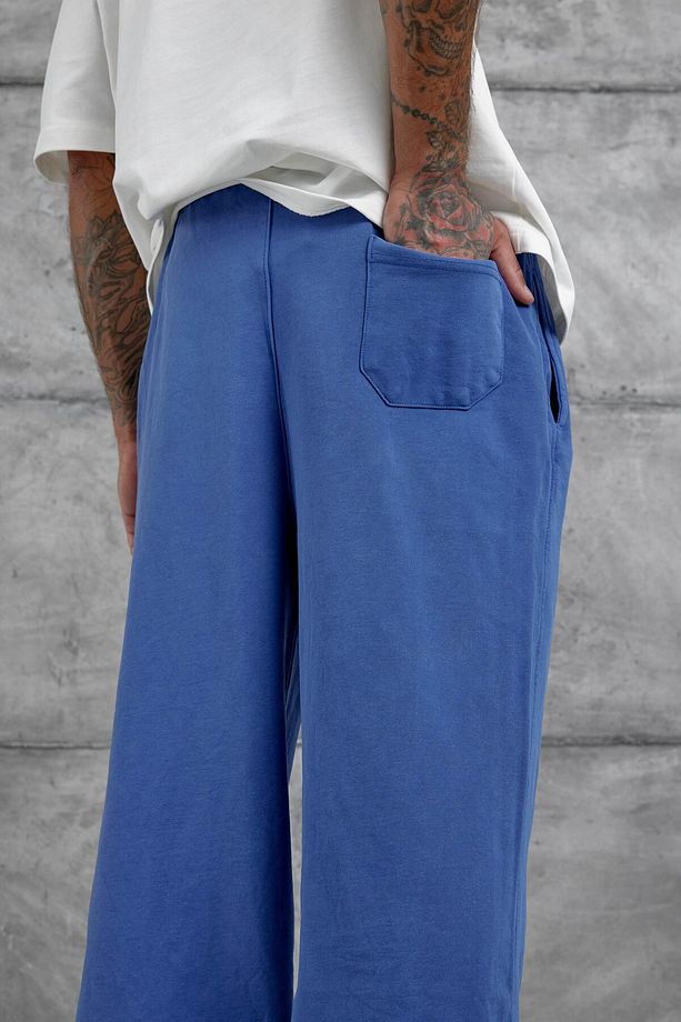 Mavi Yıkamalı Basic Baggy Eşofman - 6