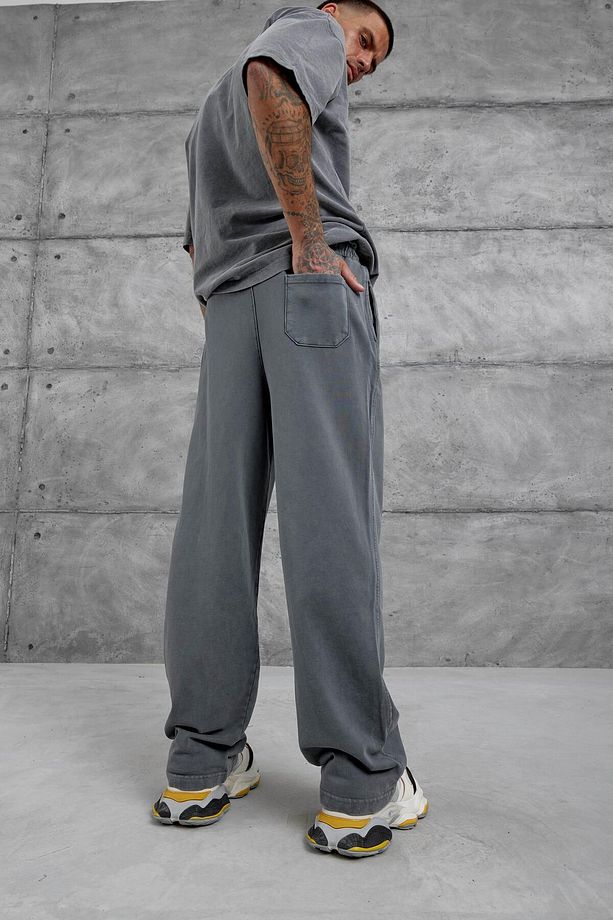 Füme Yıkamalı Basic Baggy Eşofman - 5