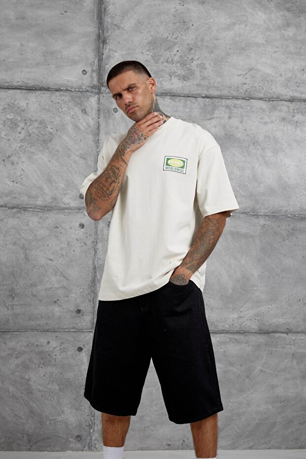 Krémové tričko Worldwide Oversize - 6