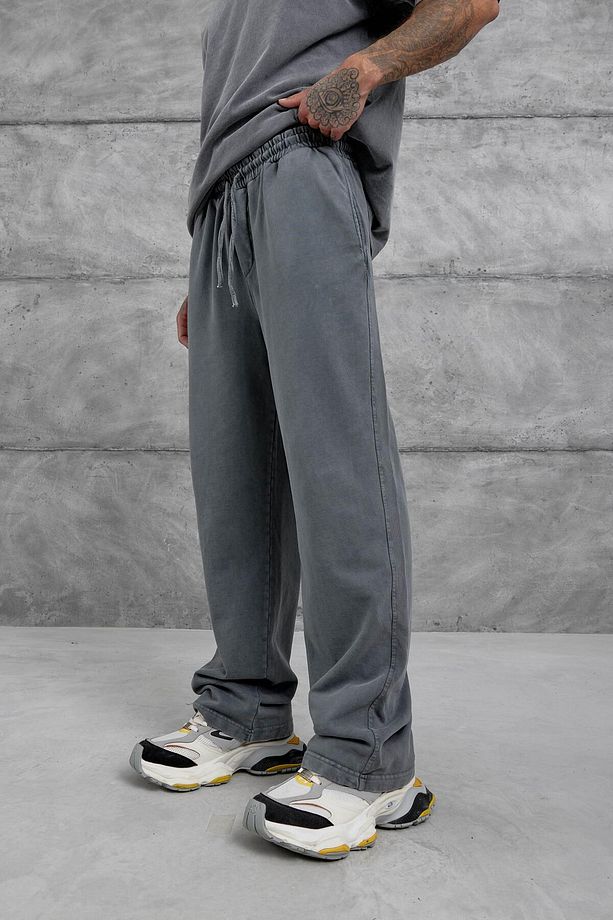 Füme Yıkamalı Basic Baggy Eşofman - 1