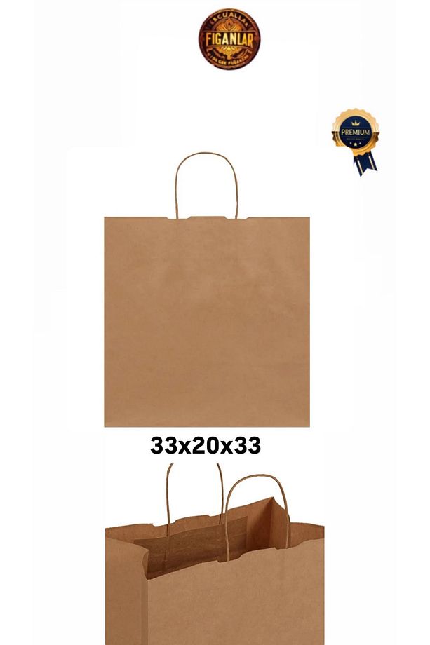 1. Kalite Büyük Boy Geniş Körüklü Kraft (kağıt Poşet Çanta ) 33x20x33 10 Adet Hediye Poşeti - 6