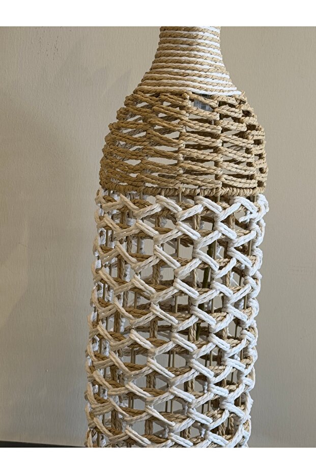 Hasır vazo beyaz bej - 2