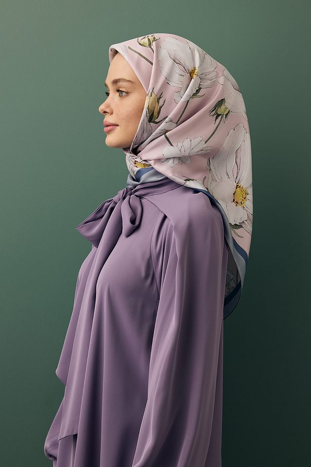 Twill İpek Eşarp Daisy Leylak - 4