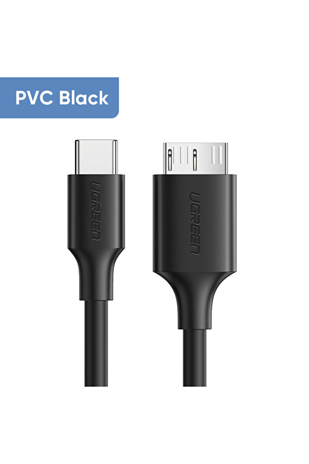 كابل Micro USB 3.0 إلى USB-C 3.1 بقوة 3 أمبير، طول 1 متر، أسود